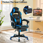 Acekool Ergonomic Gaming Chair for Adults, PU Leather, Massage Lumbar, Footrest, Adjustable, for Office or Gaming