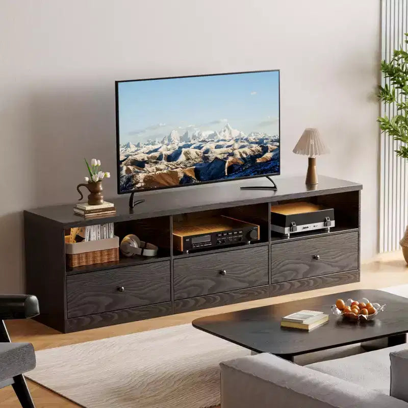 TV Stand for TVs Up to 80, Modern Entertainment Center with Large Open Shelf&Drawer&Cable Hole, Media Console with Storage