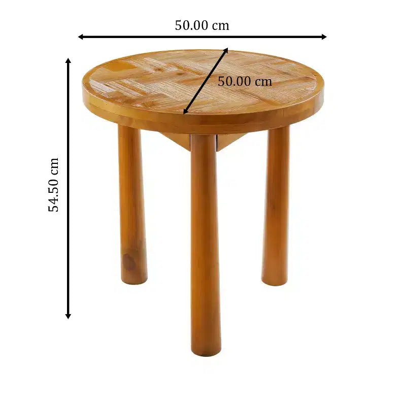Table d'appoint ronde en bois massif de style Mid-Century Modern EHMKNP