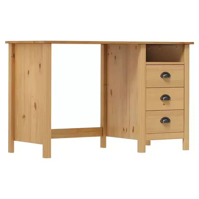 vidaXL Desk Honey Brown Solid Pine Wood Medium Desk Rectangular