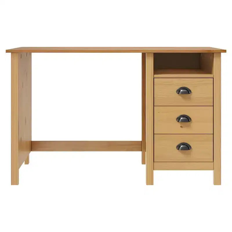 vidaXL Bureau marron miel en bois de pin massif Moyen Bureau rectangulaire