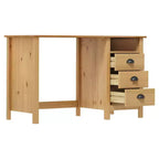 vidaXL Bureau marron miel en bois de pin massif Moyen Bureau rectangulaire