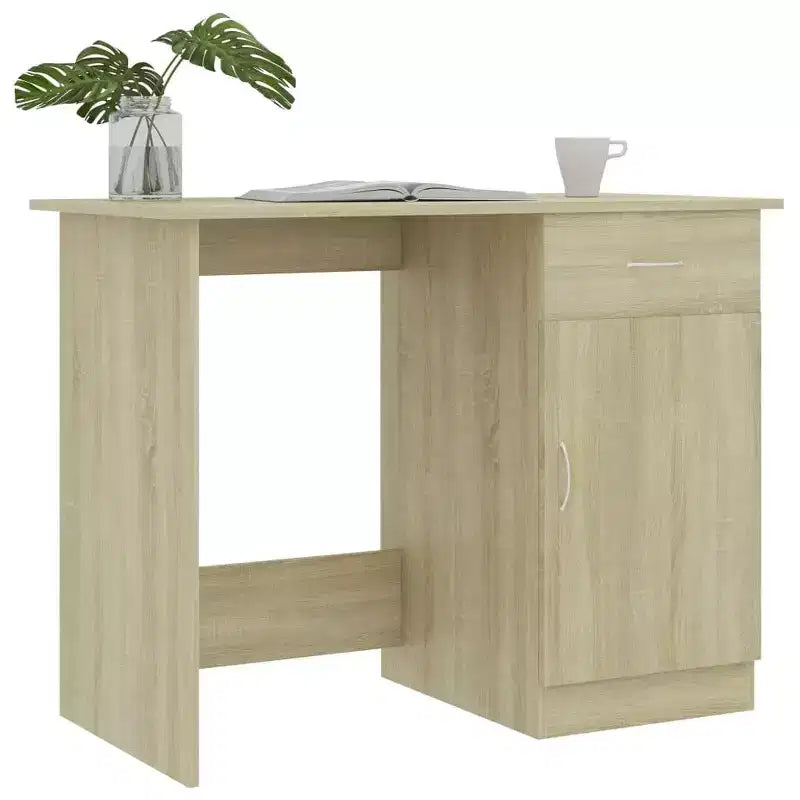 vidaXL Bureau Gris Sonoma Bois d'ingénierie Taille standard de bureau Bureau