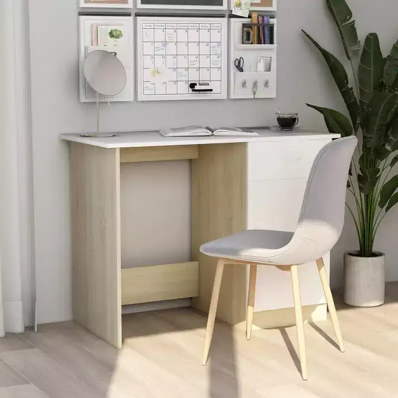 vidaXL Bureau Gris Sonoma Bois d'ingénierie Taille standard de bureau Bureau