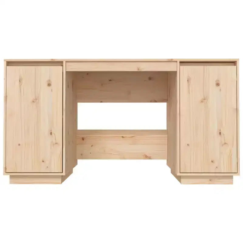vidaXL Bureau Bois Naturel Bois de Pin Massif Bureau Droit Rectangulaire