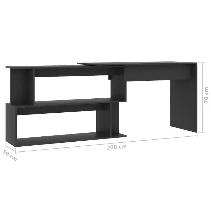 vidaXL Bureau Noir brillant Bois d'ingénierie Moyen Pivotant