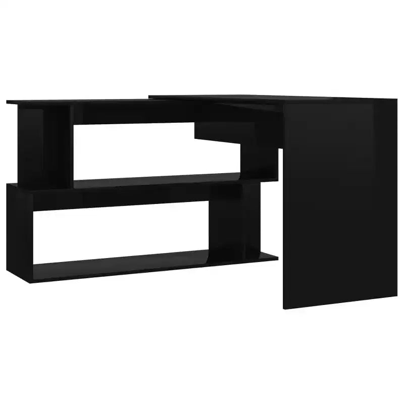 vidaXL Bureau Noir brillant Bois d'ingénierie Moyen Pivotant