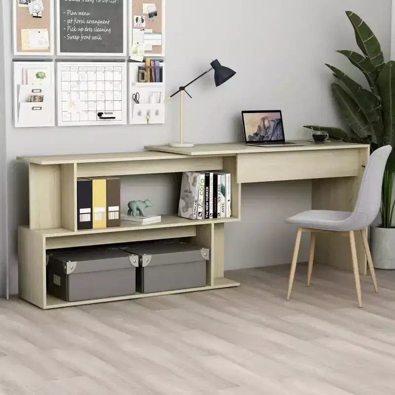 vidaXL Bureau Noir brillant Bois d'ingénierie Moyen Pivotant