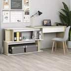 vidaXL Bureau Noir brillant Bois d'ingénierie Moyen Pivotant