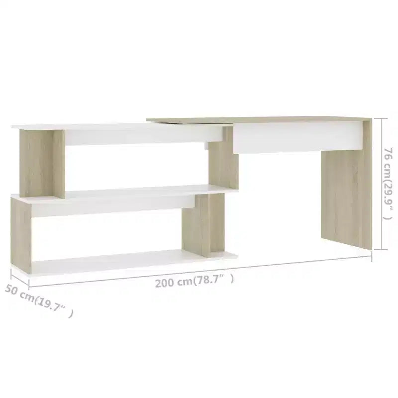 vidaXL Bureau Noir brillant Bois d'ingénierie Moyen Pivotant