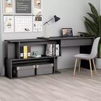 vidaXL Bureau Noir brillant Bois d'ingénierie Moyen Pivotant