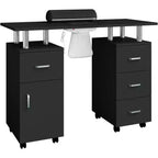 Acekool Manicure Table Gray/Black, Nail Desk with Storage, Lockable Wheels & Dust Collector for Salon or Spa