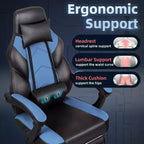 Chaises de Jeu Celebalcony pour Adultes avec Repose-Pieds, Dossier Haut, Support Lombaire Massant, Chaises d'Ordinateur Pivotantes à 360° et Réglables en Hauteur