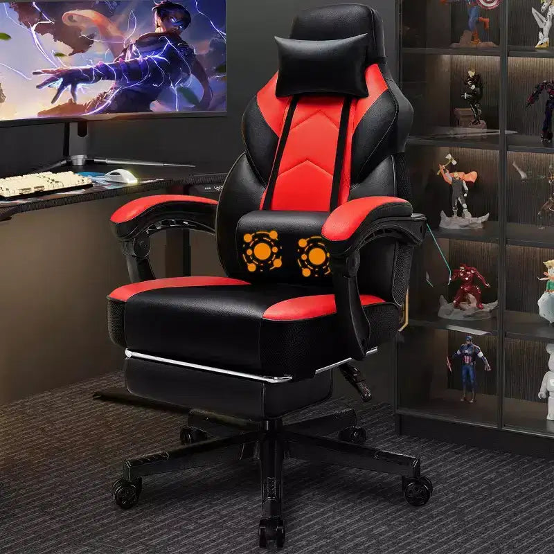 Chaises de Jeu Celebalcony pour Adultes avec Repose-Pieds, Dossier Haut, Support Lombaire Massant, Chaises d'Ordinateur Pivotantes à 360° et Réglables en Hauteur