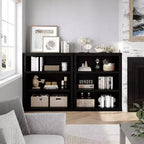 Étagère 3 niveaux esprit ferme : bibliothèque basse en bois avec rangement ouvert pour le salon, le bureau ou la chambre à coucher (présentation et organisation).