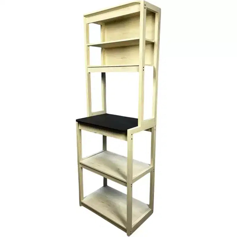 Étagère à boulanger à 5 niveaux en bois avec support à micro-ondesÉtagère de rangement autoportante pour cuisine, salle à manger ou bureau