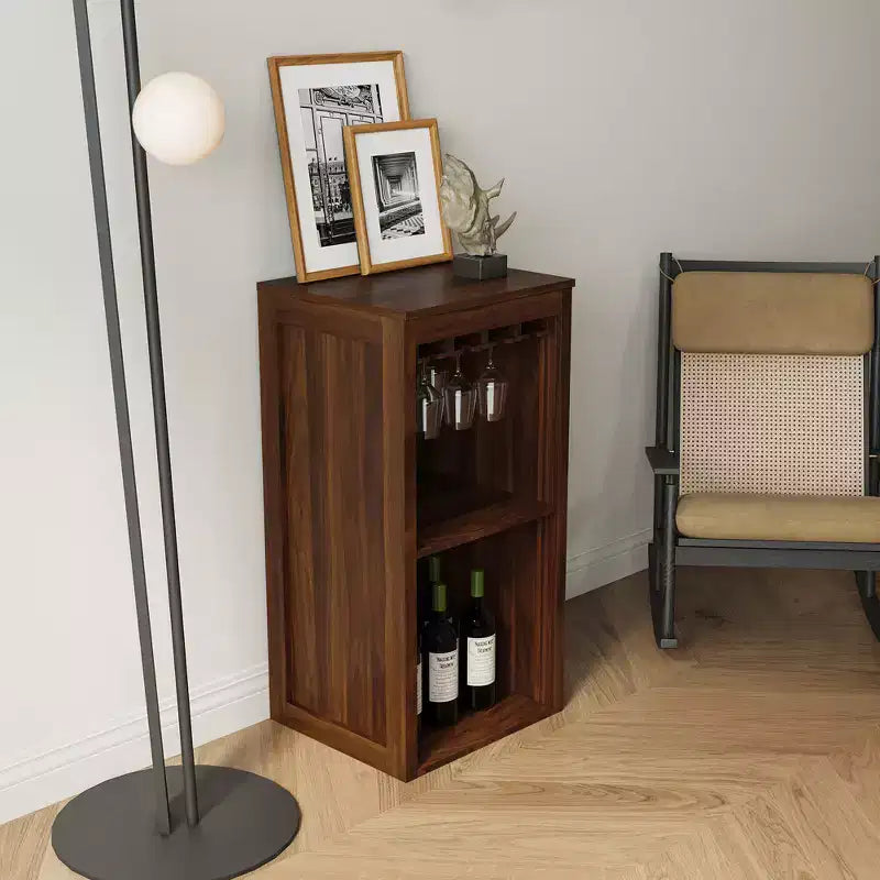 Particle Board + MDF Brown Walnut Modular Bar Cabinet with Storage Shelves and Dining Room Cabinets Walnut Brown one size