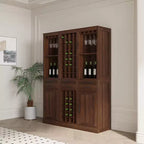 Particle Board + MDF Brown Walnut Modular Bar Cabinet with Storage Shelves and Dining Room Cabinets Walnut Brown one size