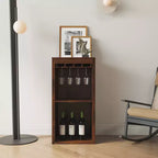 Particle Board + MDF Brown Walnut Modular Bar Cabinet with Storage Shelves and Dining Room Cabinets Walnut Brown one size