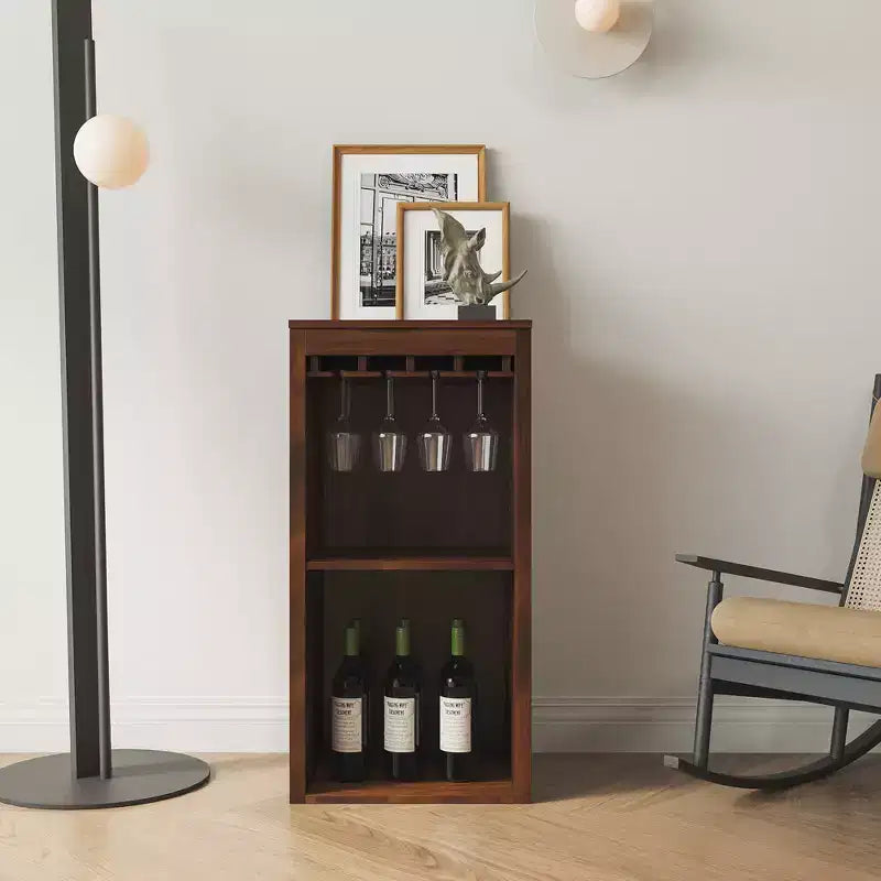 Particle Board + MDF Brown Walnut Modular Bar Cabinet with Storage Shelves and Dining Room Cabinets Walnut Brown one size
