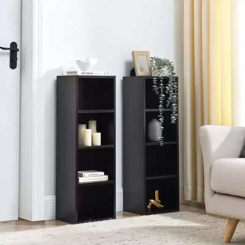 Tour de rangement multimédia à 8 niveaux, meuble de rangement CD DVD fin avec étagères réglables, bibliothèque étroite et haute pour la maison et le bureau