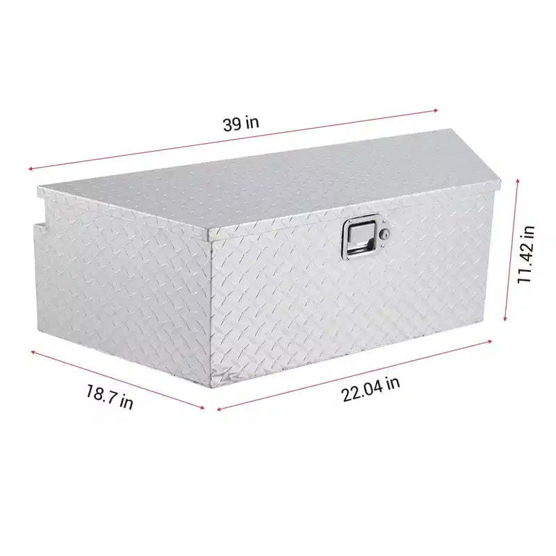 Boîte à outils de camion, 39 Boîte de rangement en aluminium robuste pour timon de remorque, en tôle striée, étanche et verrouillable, pour camionnette/camping-car