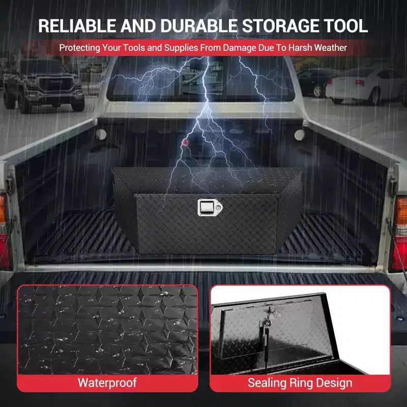 Boîte à outils de camion, 39 Boîte de rangement en aluminium robuste pour timon de remorque, en tôle striée, étanche et verrouillable, pour camionnette/camping-car