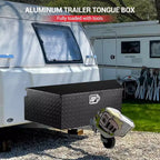 Boîte à outils de camion, 39 Boîte de rangement en aluminium robuste pour timon de remorque, en tôle striée, étanche et verrouillable, pour camionnette/camping-car