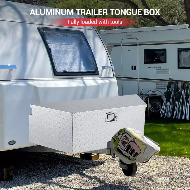 Boîte à outils de camion, 39 Boîte de rangement en aluminium robuste pour timon de remorque, en tôle striée, étanche et verrouillable, pour camionnette/camping-car
