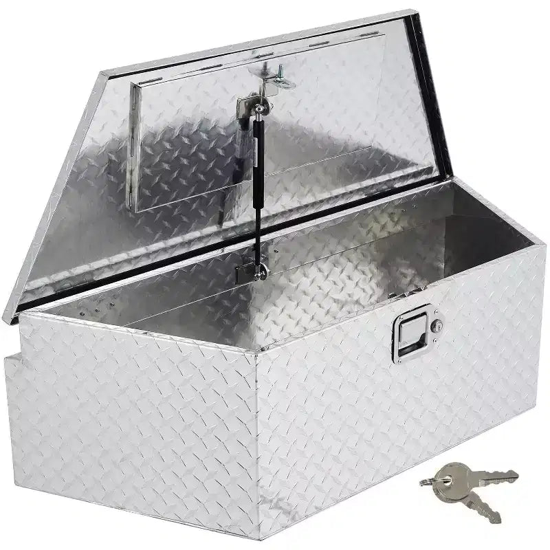Boîte à outils de camion, 39 Boîte de rangement en aluminium robuste pour timon de remorque, en tôle striée, étanche et verrouillable, pour camionnette/camping-car