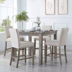 Ensemble de salle à manger en bois - Table rectangulaire de style ferme moderne et chaises rembourrées pour cuisine et salle à manger (beige) - Morden Fort