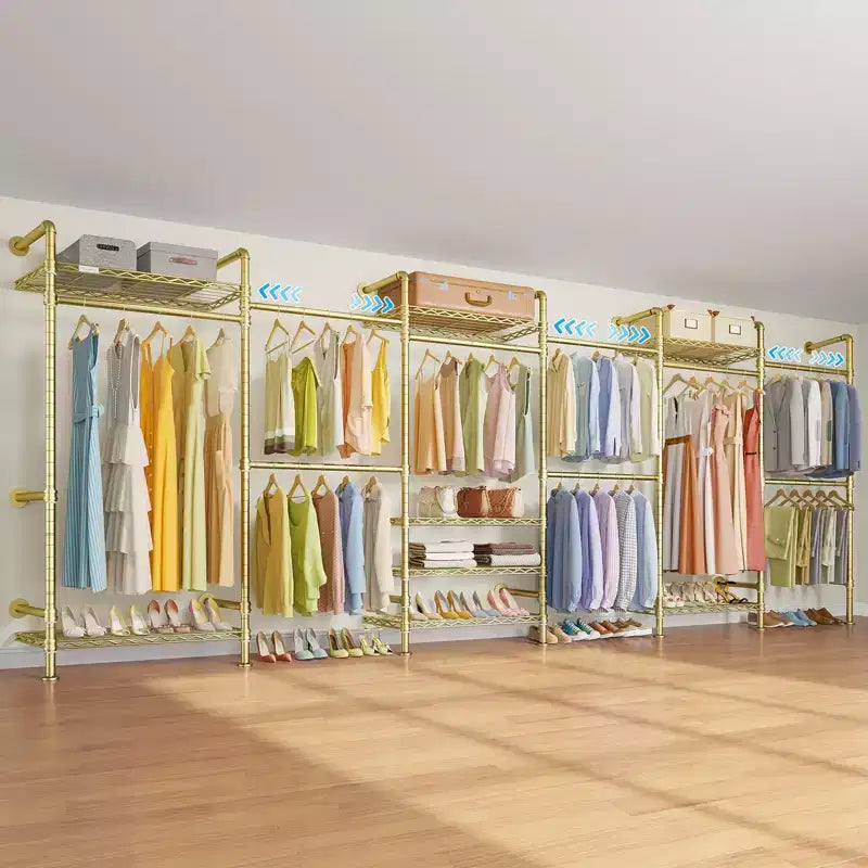 Timate F6 Garment Rack Industrial Pipe Wall Mounted Clothing Rack Walk in Closet Systems
