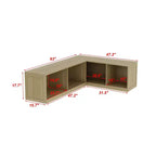 Banc à chaussures en bois clair en L Hitow : Rangement multi-compartiments + surface polyvalente – Organisateur compact pour entrées et salons
