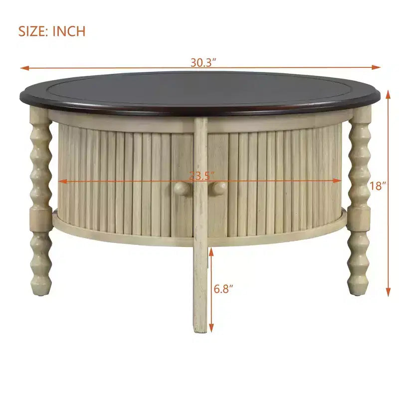 TUYOHW 30.3 Luxury Coffee Table for Living Room,Mid-Century Modern Cocktail Table,Vintage Accent Table with Sliding Doors,220lbs Capacity