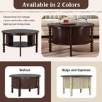 TUYOHW 30.3 Luxury Coffee Table for Living Room,Mid-Century Modern Cocktail Table,Vintage Accent Table with Sliding Doors,220lbs Capacity