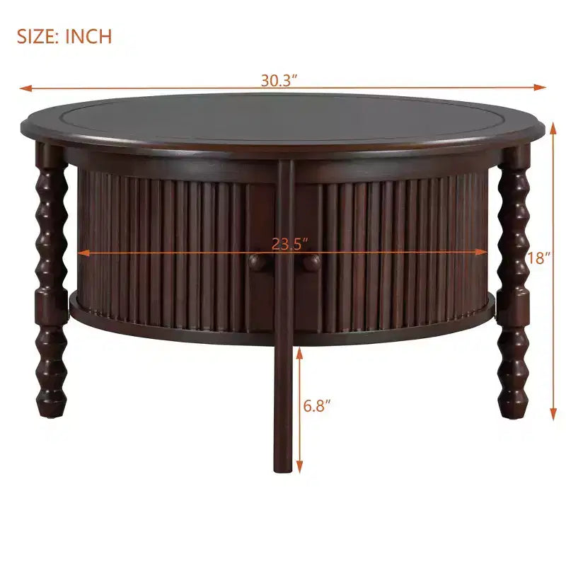 TUYOHW 30.3 Luxury Coffee Table for Living Room,Mid-Century Modern Cocktail Table,Vintage Accent Table with Sliding Doors,220lbs Capacity