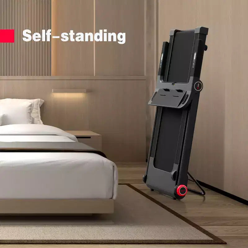 Tapis de course pliable Gymax, machine de marche électrique avec moteur puissant de 3,75 CV, tapis de course électrique sous le bureau avec haut-parleur Bluetooth et écran LCD