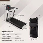 Tapis de course pliable Gymax 3 CV max, machine d'exercice pour la marche, la course et le jogging avec écran LED, main courante réglable en hauteur, deux haut-parleurs Bluetooth