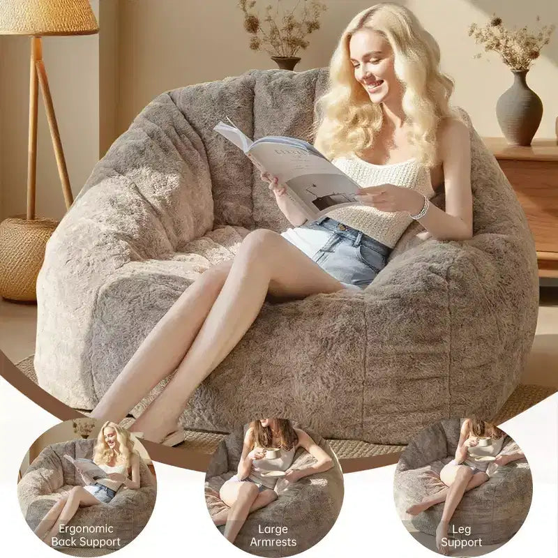 Pouf Okak avec accoudoirs, Fauteuil de sol avec mousse à mémoire de forme, Canapé de jeu pour adultes pour chambre à coucher, salon