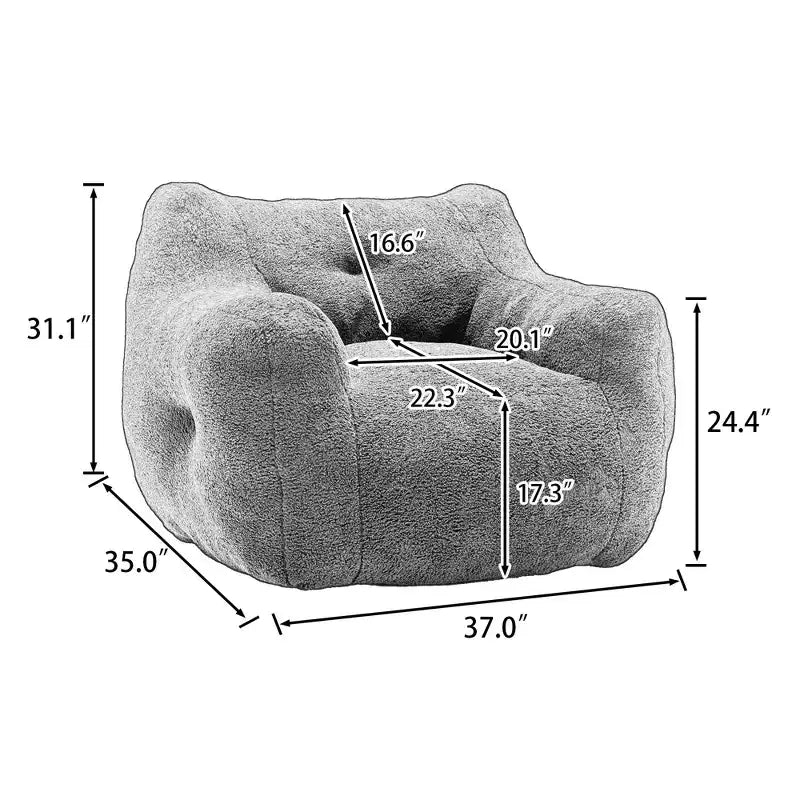 Fauteuil poire Okak avec accoudoirs, grand canapé poire Teddy avec mousse haute densité, fauteuils de sol pour adultes, canapé poire pour salon