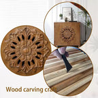 GDFStudio Firae Meuble de rangement bohémien 2 portes en bois sculpté à la main de 79 cm