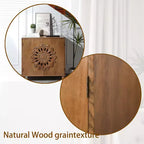 GDFStudio Firae Meuble de rangement bohémien 2 portes en bois sculpté à la main de 79 cm