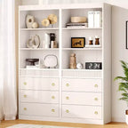 Bibliothèque Acekool avec tiroirs, étagère 6 niveaux cannelée, meuble de rangement haut pour salon ou bureau