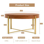 TUYOHW Table Rétro 31,5 avec Plateau en Bois de Pin Sculpté et Pieds en Acier, Table d'Appoint Élégante pour Salon, Table Ronde avec Capacité de 100 kg