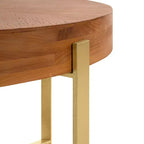 TUYOHW Table Rétro 31,5 avec Plateau en Bois de Pin Sculpté et Pieds en Acier, Table d'Appoint Élégante pour Salon, Table Ronde avec Capacité de 100 kg