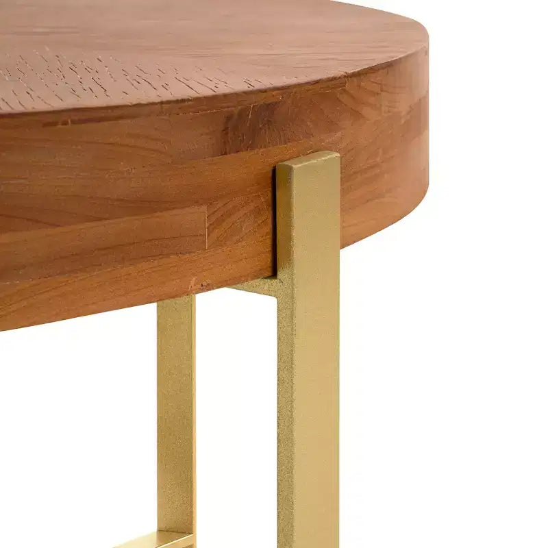 TUYOHW Table Rétro 31,5 avec Plateau en Bois de Pin Sculpté et Pieds en Acier, Table d'Appoint Élégante pour Salon, Table Ronde avec Capacité de 100 kg