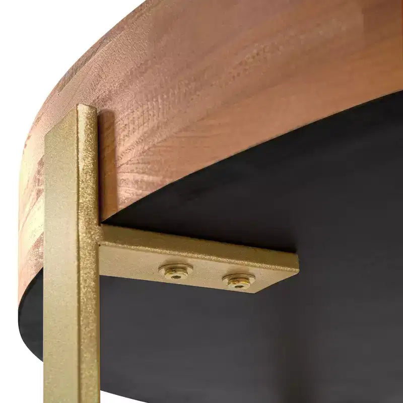 TUYOHW Table Rétro 31,5 avec Plateau en Bois de Pin Sculpté et Pieds en Acier, Table d'Appoint Élégante pour Salon, Table Ronde avec Capacité de 100 kg