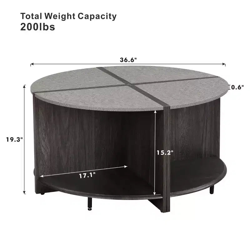 Table basse ronde modulaire 4 pièces TUYOHW, tables basses de rangement détachables, table d'appoint moderne, table d'appoint de canapé à 2 niveaux pour salon