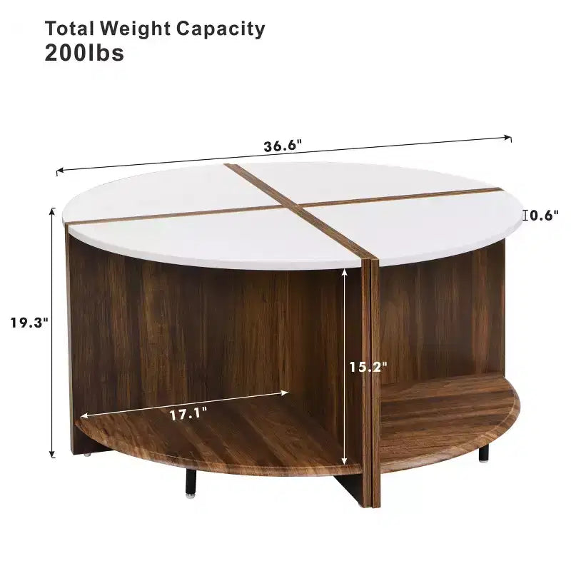 Table basse ronde modulaire 4 pièces TUYOHW, tables basses de rangement détachables, table d'appoint moderne, table d'appoint de canapé à 2 niveaux pour salon