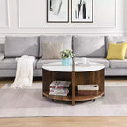 Table basse ronde modulaire 4 pièces TUYOHW, tables basses de rangement détachables, table d'appoint moderne, table d'appoint de canapé à 2 niveaux pour salon